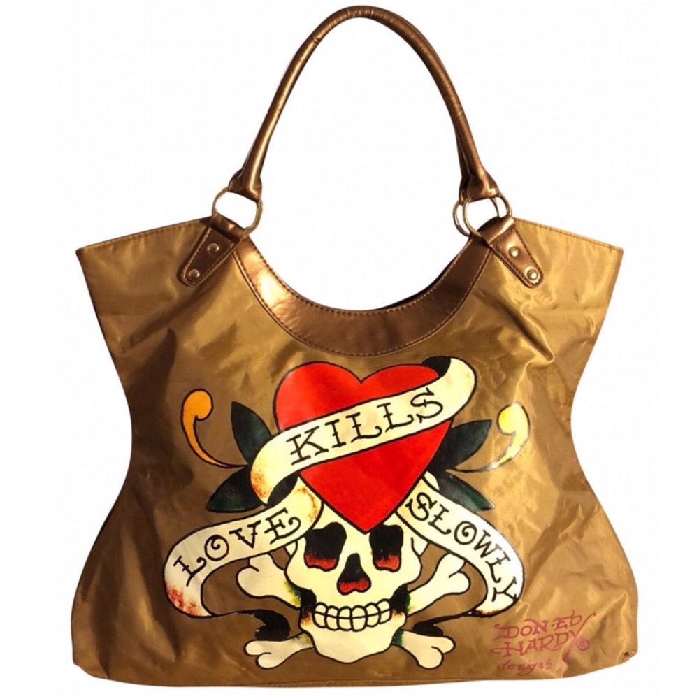 [Ed Hardy] Bronze Large Tote Bag
